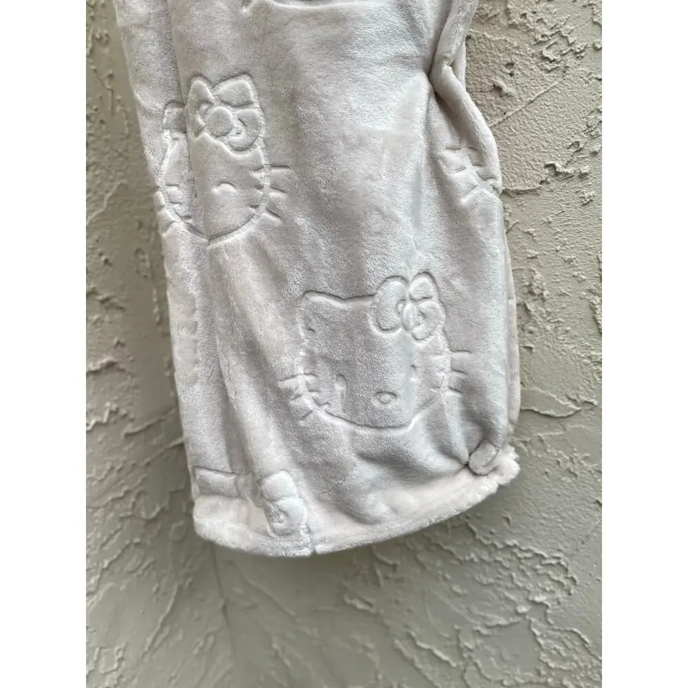 Hello Kitty Embossed Plush Throw Blanket 50x70 Soft Champagne